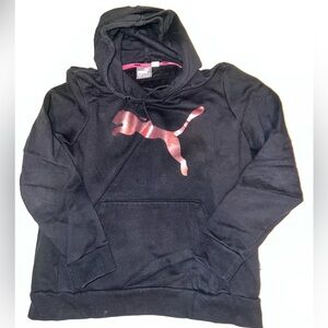 Puma Black Hoodie with Pink Logo